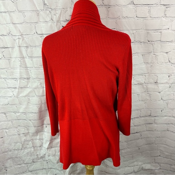 once again Red Open Front Women's Sweater cardigan sz L classic colorful - Picture 3 of 7